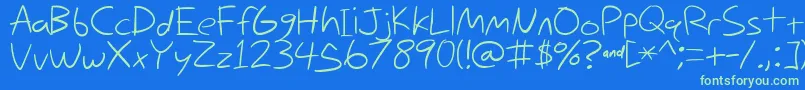 NihilschizHandwriting Font – Green Fonts on Blue Background