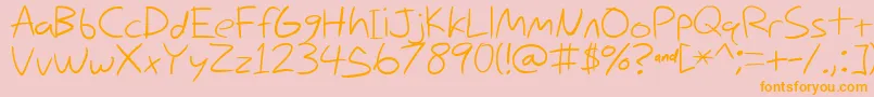 NihilschizHandwriting-Schriftart – Orangefarbene Schriften auf rosa Hintergrund