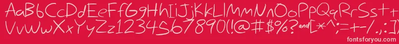 NihilschizHandwriting Font – Pink Fonts on Red Background