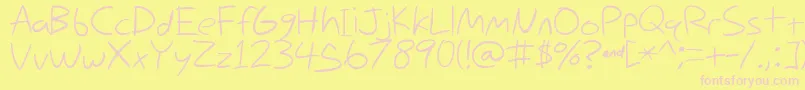 NihilschizHandwriting Font – Pink Fonts on Yellow Background