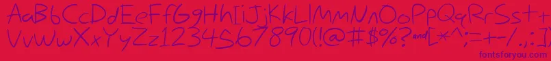 NihilschizHandwriting Font – Purple Fonts on Red Background