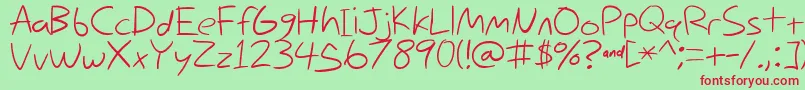 NihilschizHandwriting Font – Red Fonts on Green Background