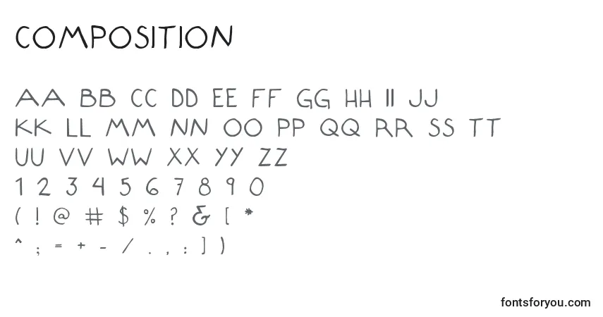 Schriftart Composition (102814) – Alphabet, Zahlen, spezielle Symbole