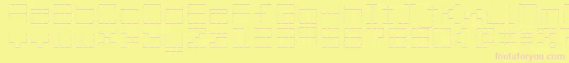 StashOfDashes-fontti – vaaleanpunaiset fontit keltaisella taustalla