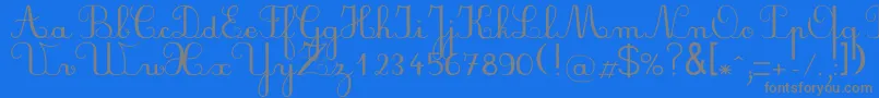 フォントPlumndl – 青い背景に灰色の文字