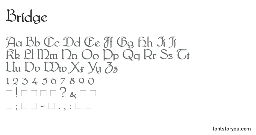 Czcionka Bridge – alfabet, cyfry, specjalne znaki