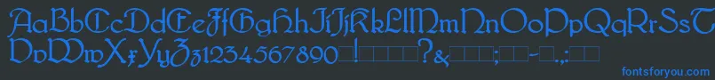 Bridge-Schriftart – Blaue Schriften auf schwarzem Hintergrund