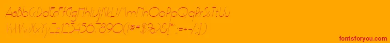 PoufSsiLightItalic-Schriftart – Rote Schriften auf orangefarbenem Hintergrund
