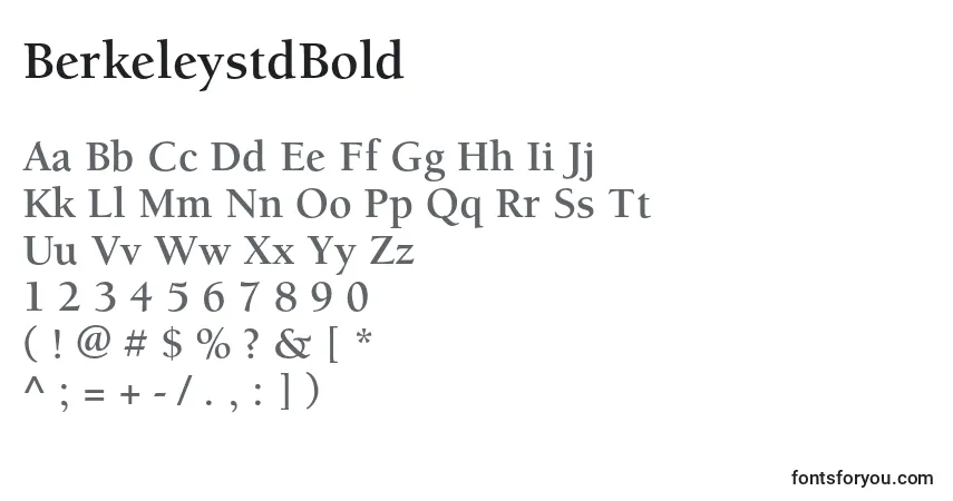 A fonte BerkeleystdBold – alfabeto, números, caracteres especiais