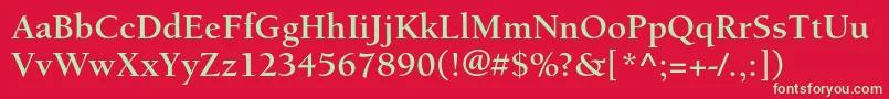 フォントBerkeleystdBold – 赤い背景に緑の文字