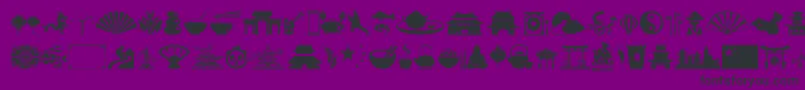 China-Schriftart – Schwarze Schriften auf violettem Hintergrund