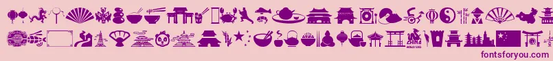 China-fontti – violetit fontit vaaleanpunaisella taustalla