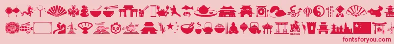 フォントChina – ピンクの背景に赤い文字