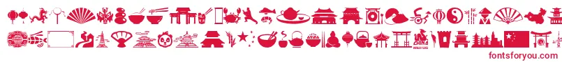 China-fontti – punaiset fontit valkoisella taustalla