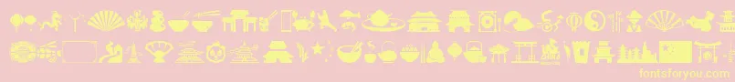 フォントChina – 黄色のフォント、ピンクの背景