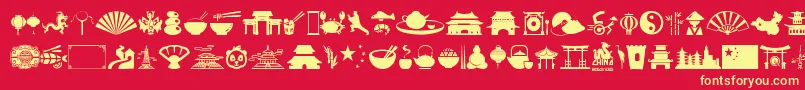 China-fontti – keltaiset fontit punaisella taustalla