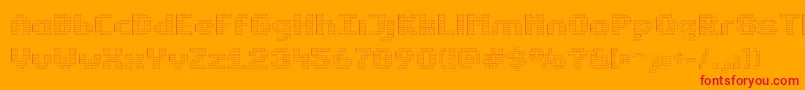 EstrogenPill-Schriftart – Rote Schriften auf orangefarbenem Hintergrund