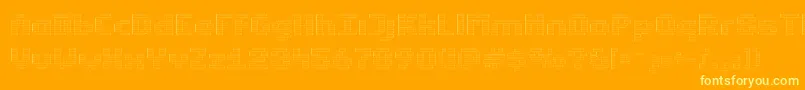 EstrogenPill-Schriftart – Gelbe Schriften auf orangefarbenem Hintergrund