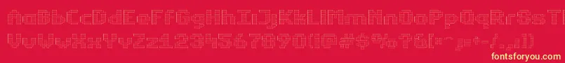 EstrogenPill-Schriftart – Gelbe Schriften auf rotem Hintergrund