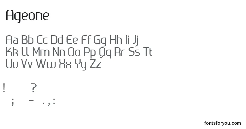 Ageone Font – alphabet, numbers, special characters