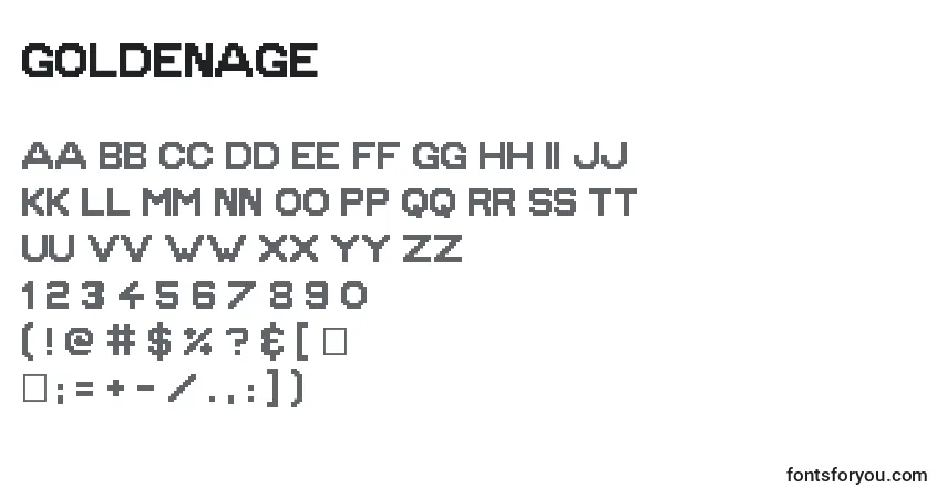 A fonte GoldenAge – alfabeto, números, caracteres especiais