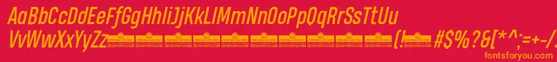 HeadingProItalicTrial Font – Orange Fonts on Red Background