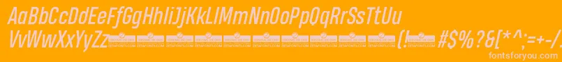 HeadingProItalicTrial-Schriftart – Rosa Schriften auf orangefarbenem Hintergrund