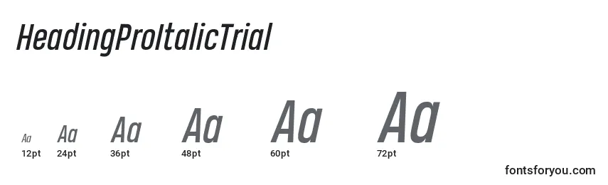 HeadingProItalicTrial Font Sizes