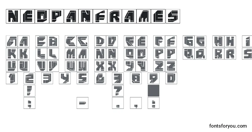 A fonte Neopanframes – alfabeto, números, caracteres especiais