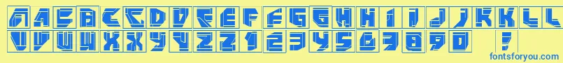 フォントNeopanframes – 青い文字が黄色の背景にあります。