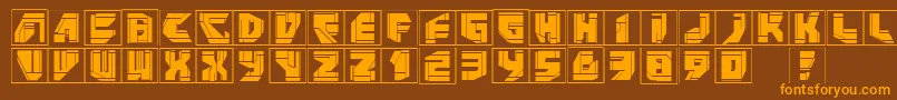 フォントNeopanframes – オレンジ色の文字が茶色の背景にあります。