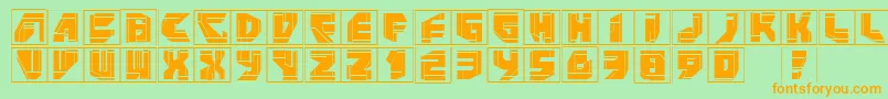 フォントNeopanframes – オレンジの文字が緑の背景にあります。