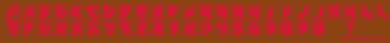 フォントNeopanframes – 赤い文字が茶色の背景にあります。