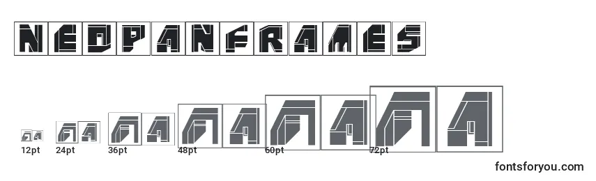 Размеры шрифта Neopanframes