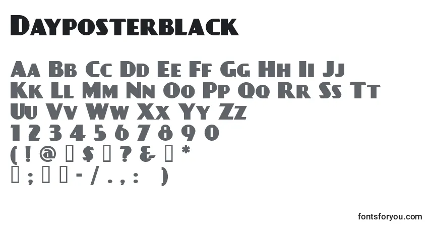 A fonte Dayposterblack – alfabeto, números, caracteres especiais