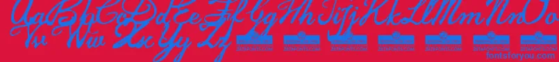 JamscriptTrial Font – Blue Fonts on Red Background