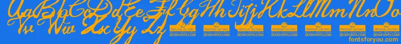 JamscriptTrial Font – Orange Fonts on Blue Background