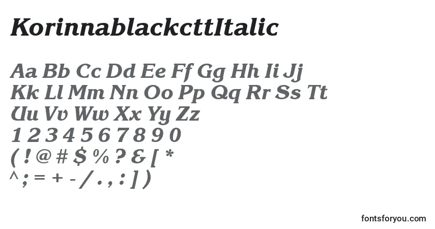 KorinnablackcttItalic-fontti – aakkoset, numerot, erikoismerkit