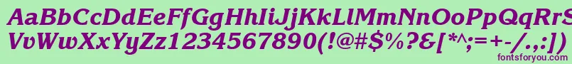 KorinnablackcttItalic Font – Purple Fonts on Green Background