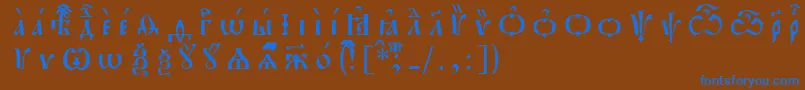 フォントPochaevskIeucsSpacedout – 茶色の背景に青い文字