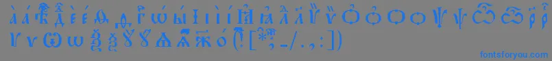 フォントPochaevskIeucsSpacedout – 灰色の背景に青い文字