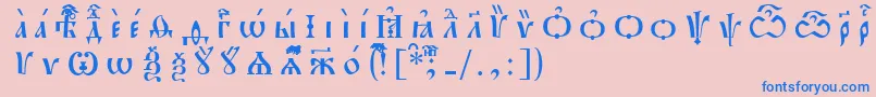 フォントPochaevskIeucsSpacedout – ピンクの背景に青い文字