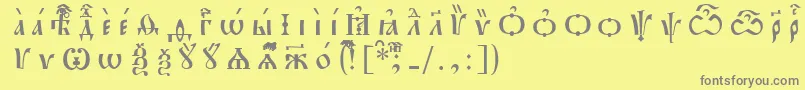 フォントPochaevskIeucsSpacedout – 黄色の背景に灰色の文字