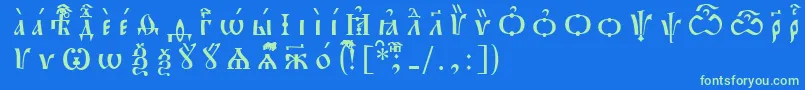 Czcionka PochaevskIeucsSpacedout – zielone czcionki na niebieskim tle