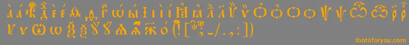 フォントPochaevskIeucsSpacedout – オレンジの文字は灰色の背景にあります。