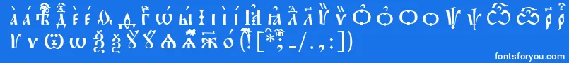 フォントPochaevskIeucsSpacedout – 青い背景に白い文字