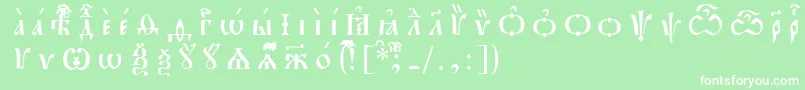 フォントPochaevskIeucsSpacedout – 緑の背景に白い文字