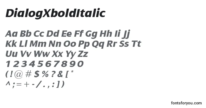 A fonte DialogXboldItalic – alfabeto, números, caracteres especiais
