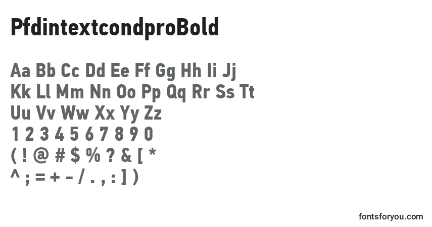 Fuente PfdintextcondproBold - alfabeto, números, caracteres especiales