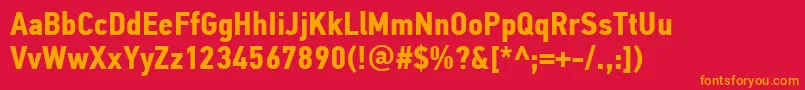 PfdintextcondproBold Font – Orange Fonts on Red Background